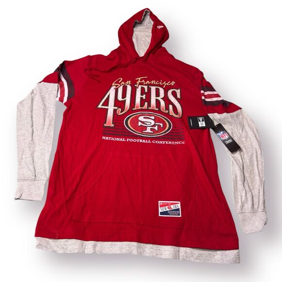 NFL Other - San Francisco 49ers New Era Twofer Long Sleeve Hooded T-Shirt‎ - Scarlet Large